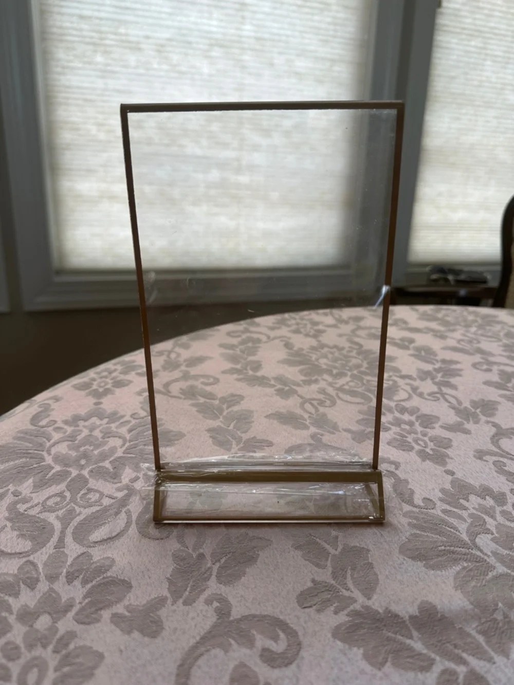 New in Box 12 Gold Framed Acrylic Photo Frame/Sign Holder. 5 x 7 in